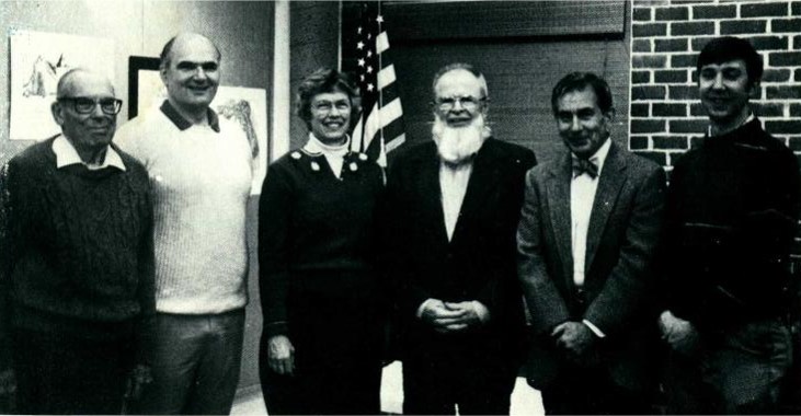 Past GLCT Presidents (left to right): Richard Curtiss, Clark Binkley, Carolie Evans, Ben Bullard, Dick Whitehead and Keith Bishop. Photo taken 1989